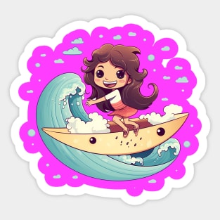 Surfing girl kawaii style Sticker